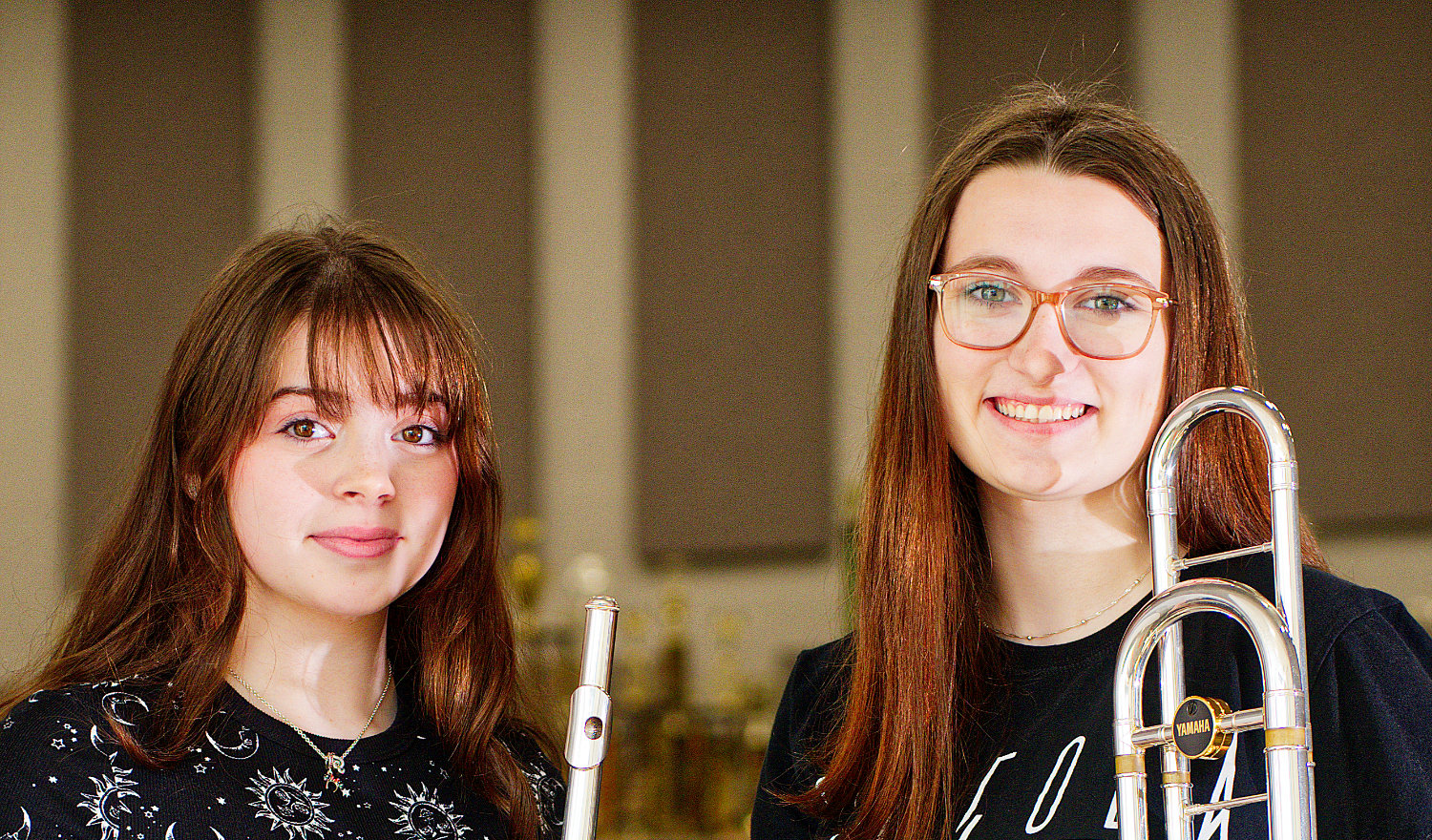 Emily Miller, left, and Gabby Wolf will head to San Antonio Feb. 9 to participate in the all-state band clinic where they will audition for chairs then rehearse for a concert Feb. 12 at the Lila Cockrell Theatre.